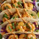 air fryer bang bang shrimp tacos - featured image