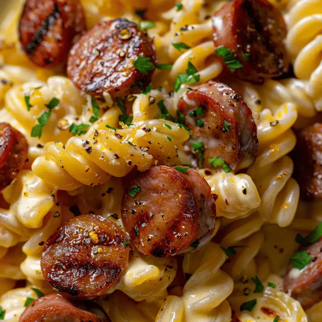 Cajun smoked sausage Alfredo pasta preparation steps