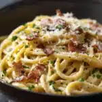 creamy bacon carbonara pasta - featured image