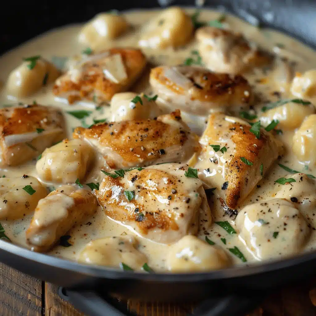 creamy garlic chicken gnocchi - featured image