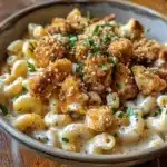 creamy honey pepper chicken mac & cheese - featured image
