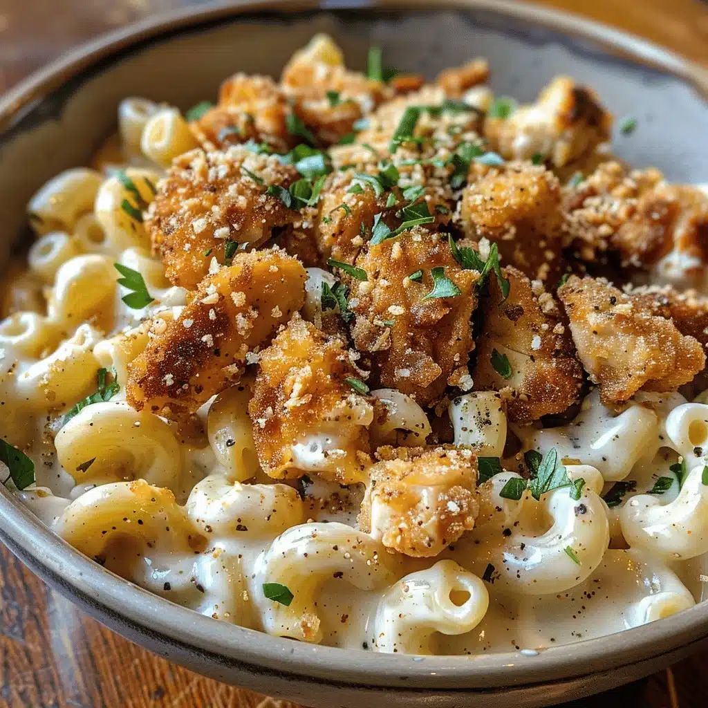 creamy honey pepper chicken mac & cheese - featured image