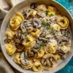 creamy mushroom tortellini alfredo - featured image