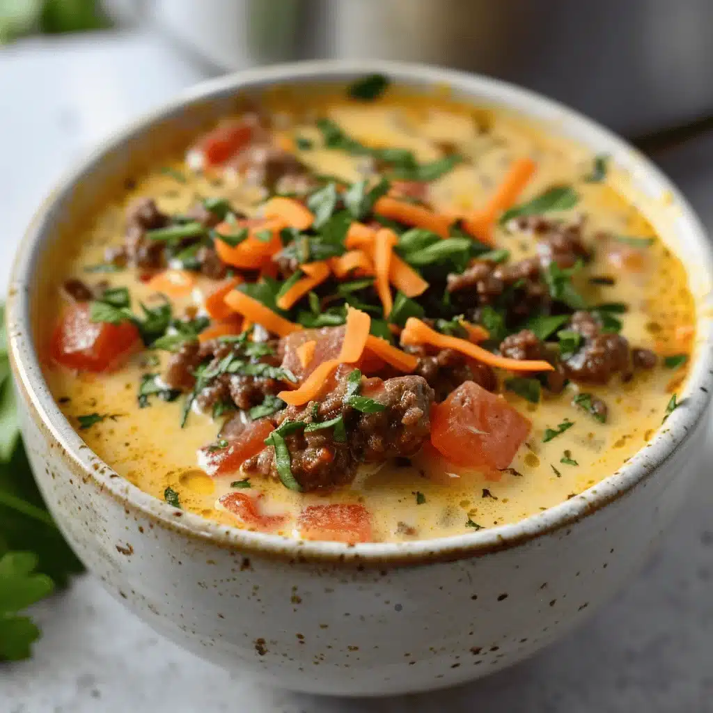 Low Carb Cheeseburger Soup - featured image