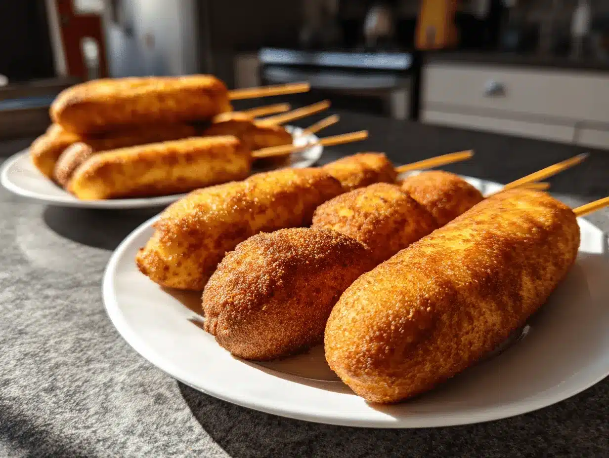 air fryer mini corn dogs preparation steps