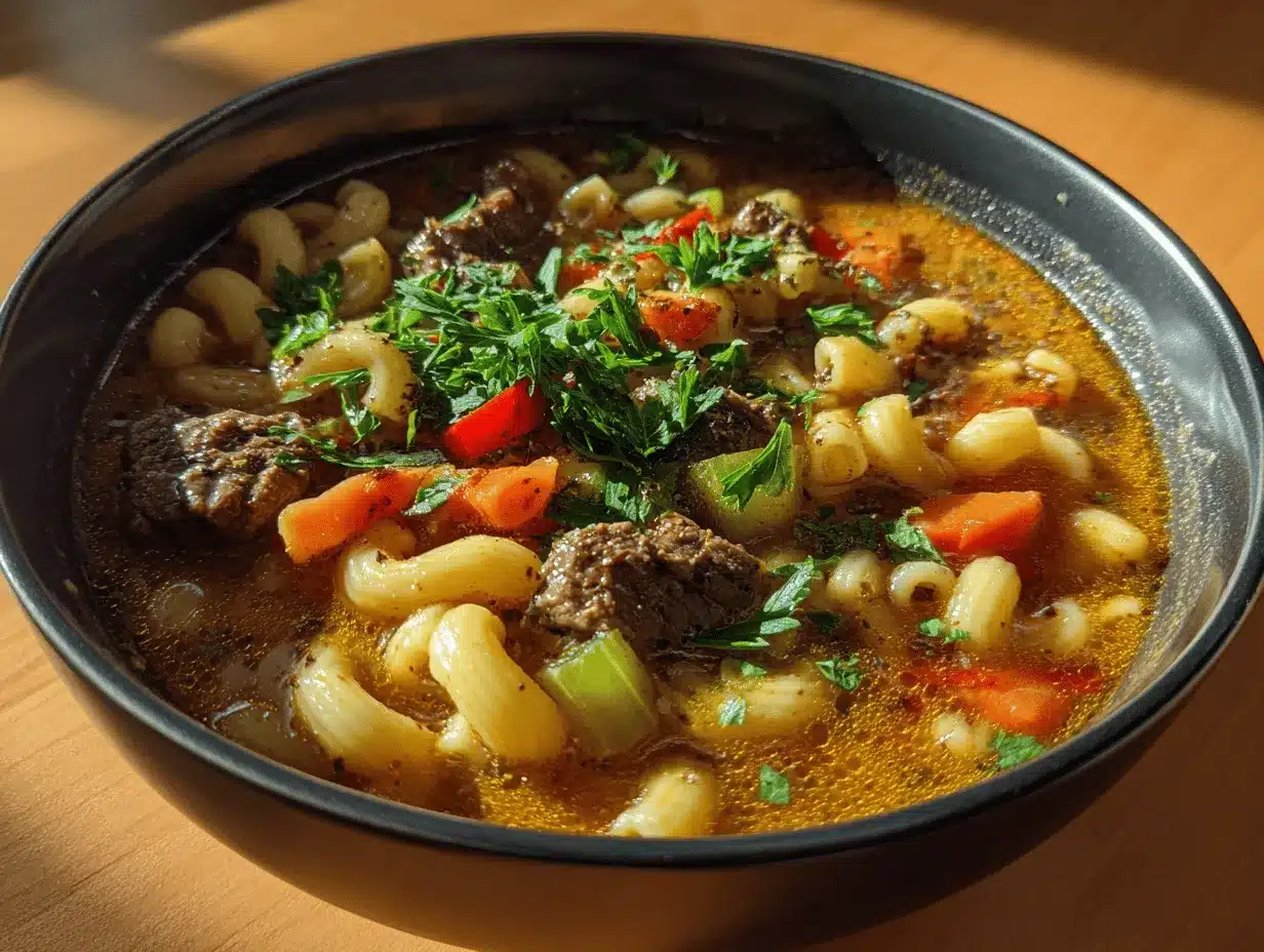 beef macaroni soup preparation steps