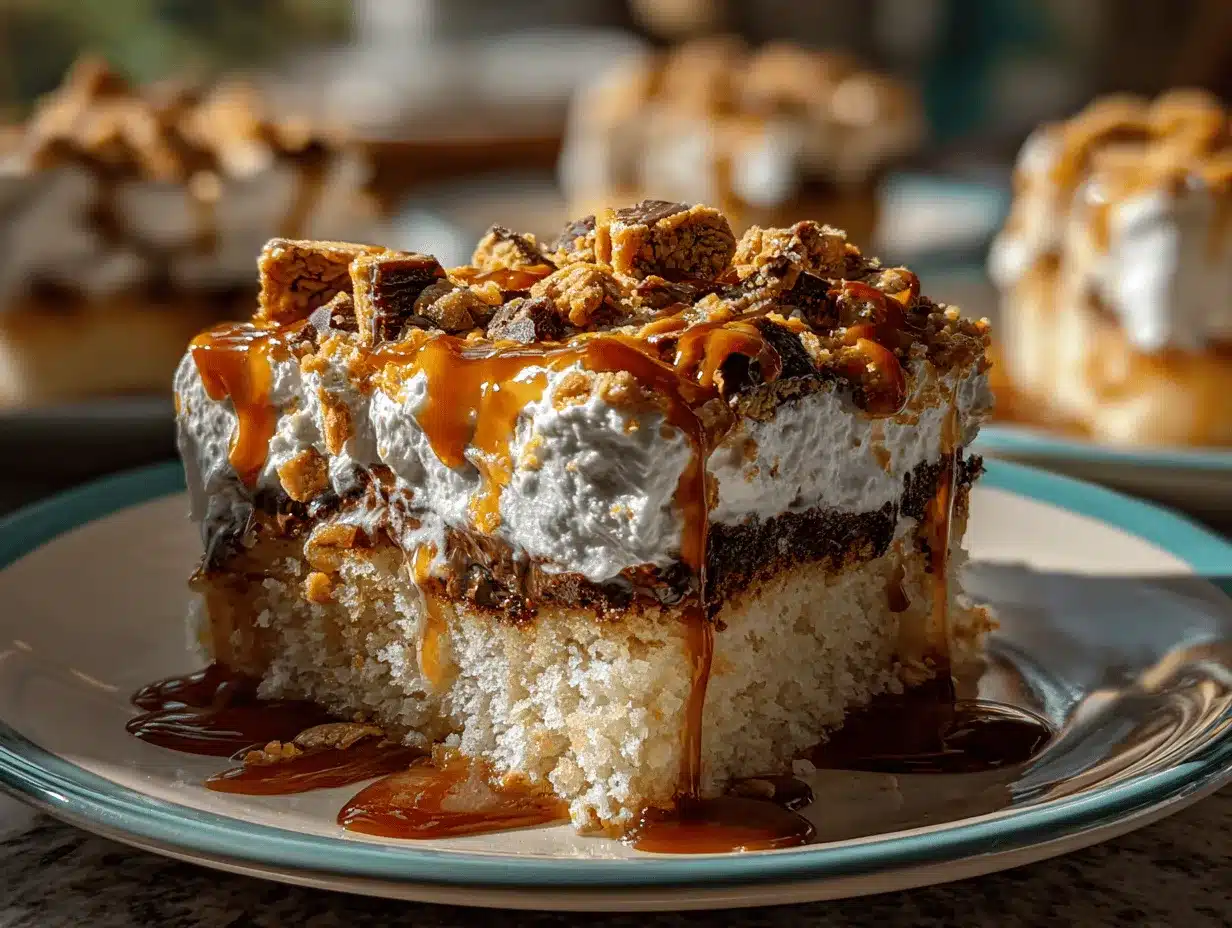 Butterfinger poke cake preparation steps