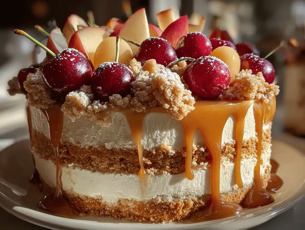 Caramel Apple Cheesecake Cake preparation steps