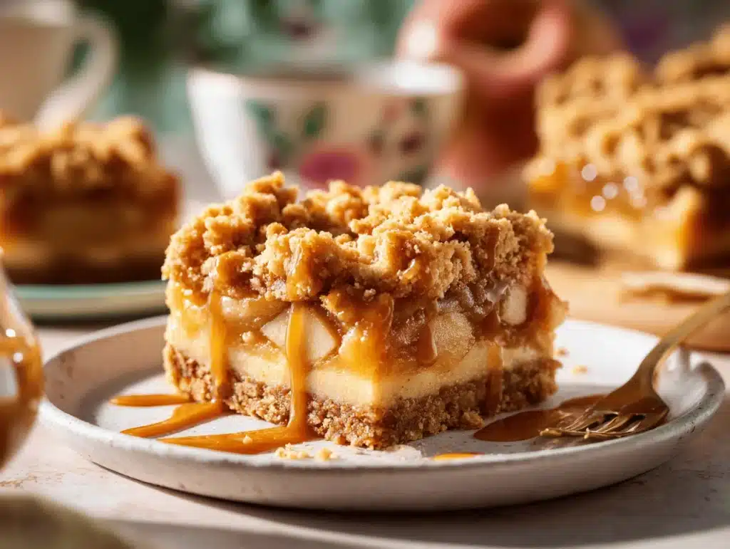 caramel apple crumb bars - featured image