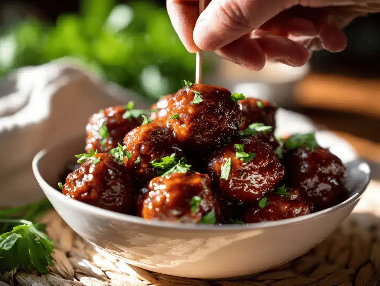 crockpot honey BBQ meatballs preparation steps