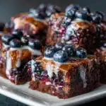 glazed blueberry brownies - featured image