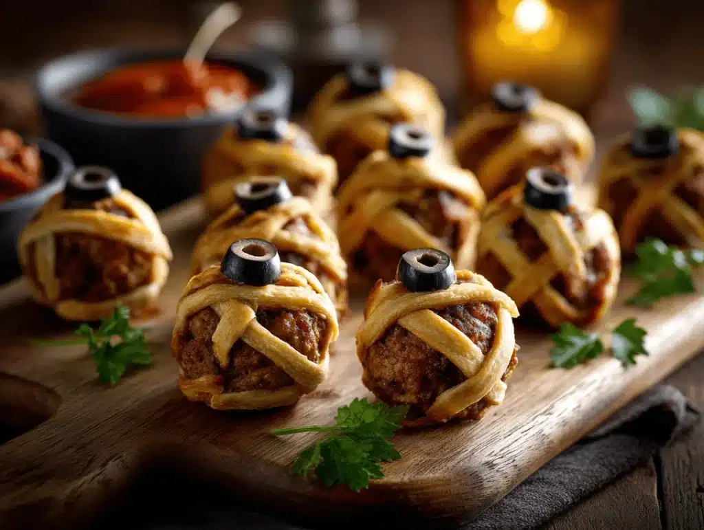 Halloween mummy meatballs - featured image