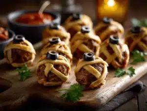 Halloween mummy meatballs - featured image