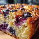 healthy yogurt oat blueberry breakfast cake - featured image