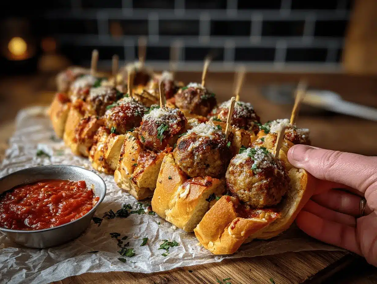 meatball subs on a stick preparation steps