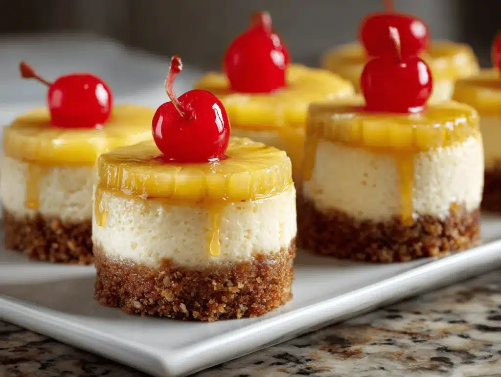 mini pineapple upside down cheesecakes - featured image