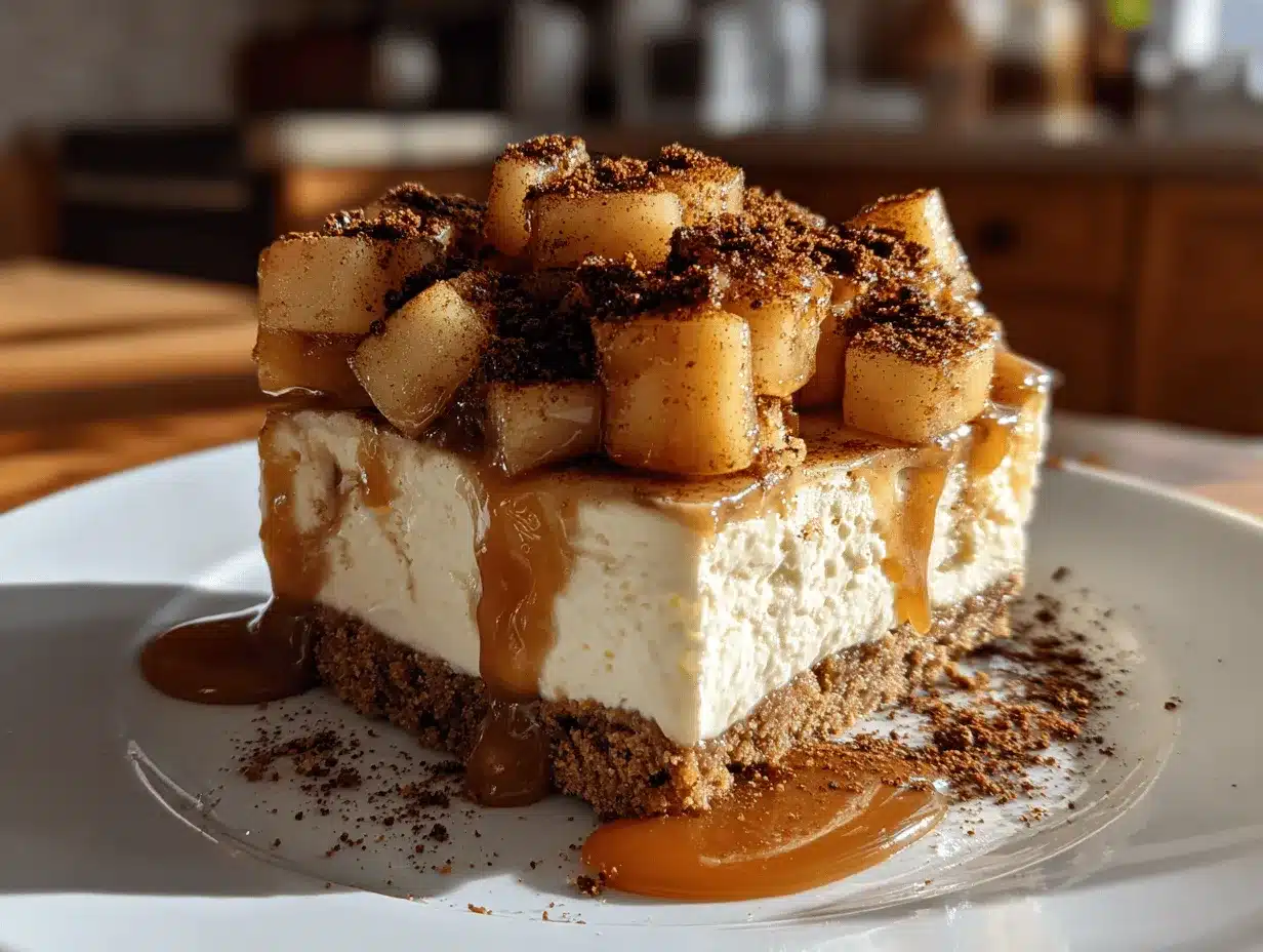 no bake apple pie cheesecake slice preparation steps