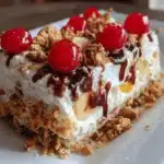 no-bake banana split cake - featured image