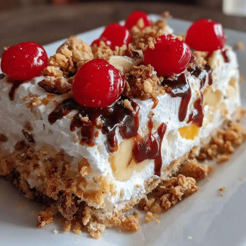 no-bake banana split cake - featured image