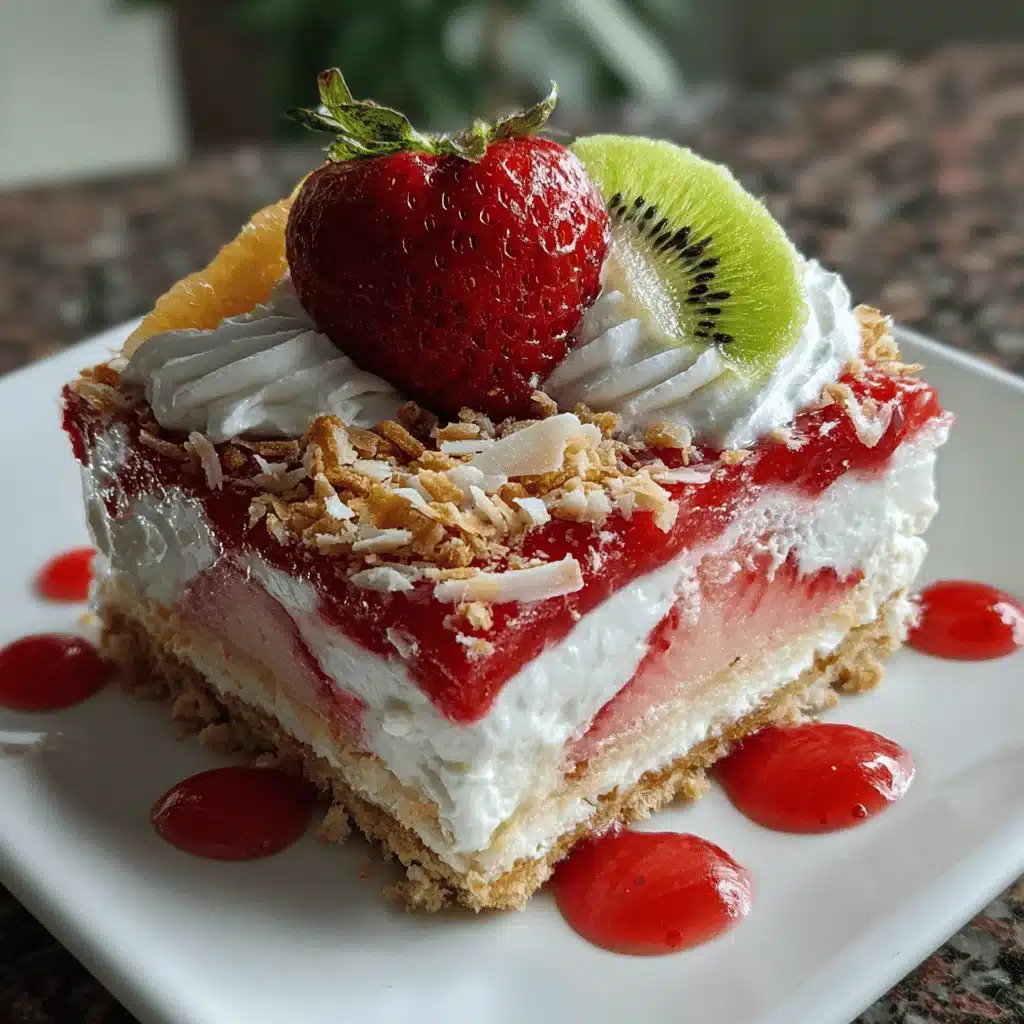 no-bake strawberry split cake - featured image
