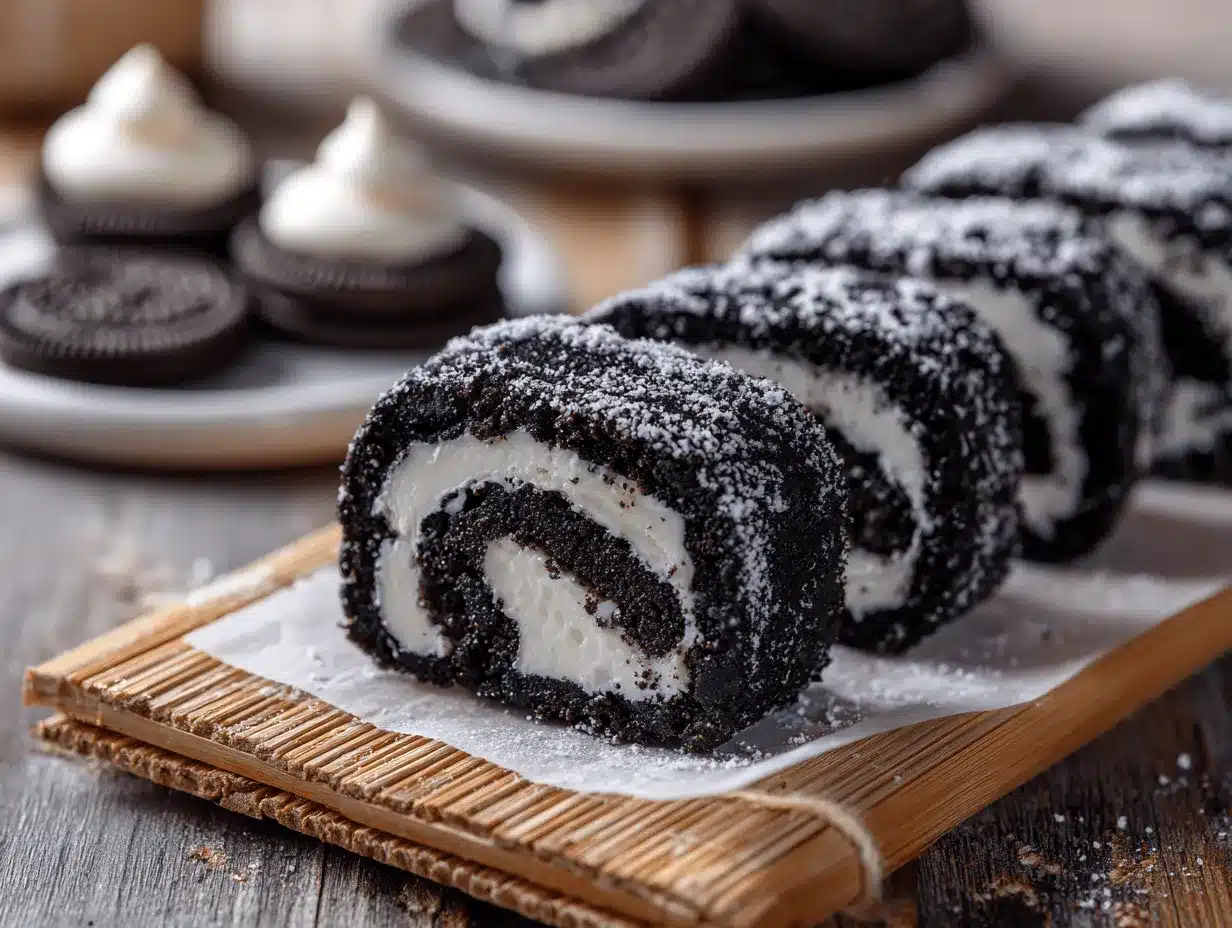 Oreo sushi rolls preparation steps