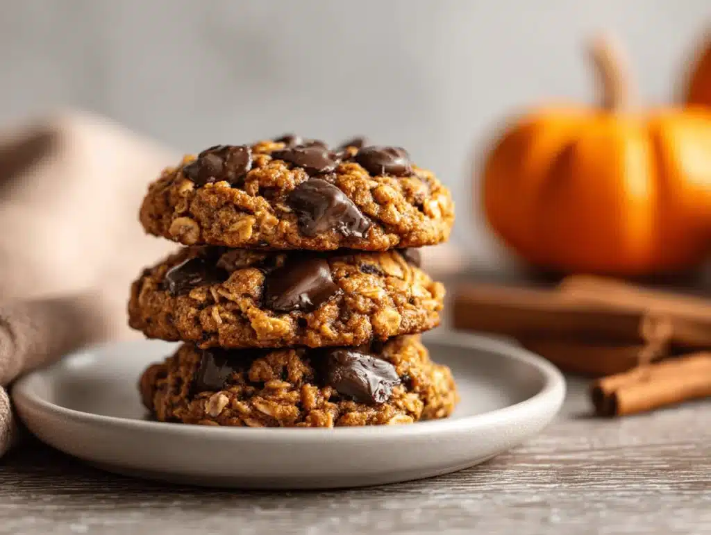 pumpkin oatmeal chocolate chip cookies - featured image