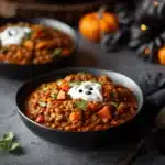 slow cooker turkey lentil chili - featured image