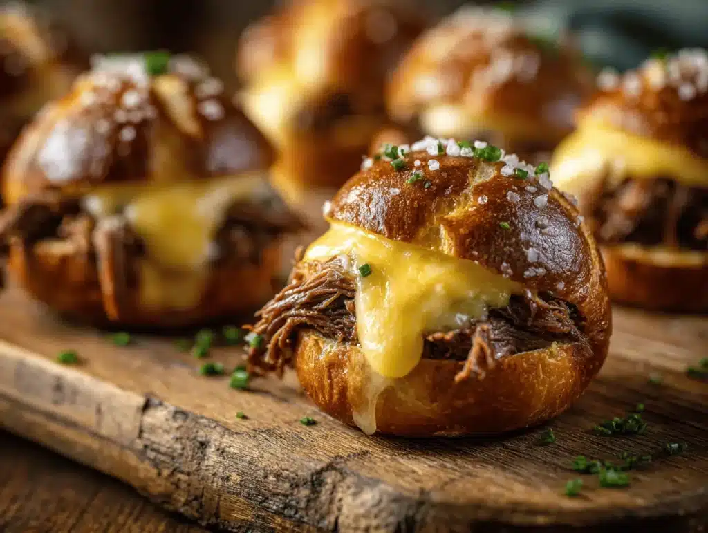 smoked brisket beer cheese pretzel bombs - featured image