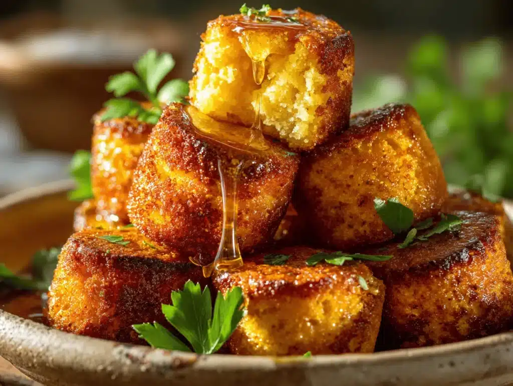 southern honey butter cornbread poppers - featured image
