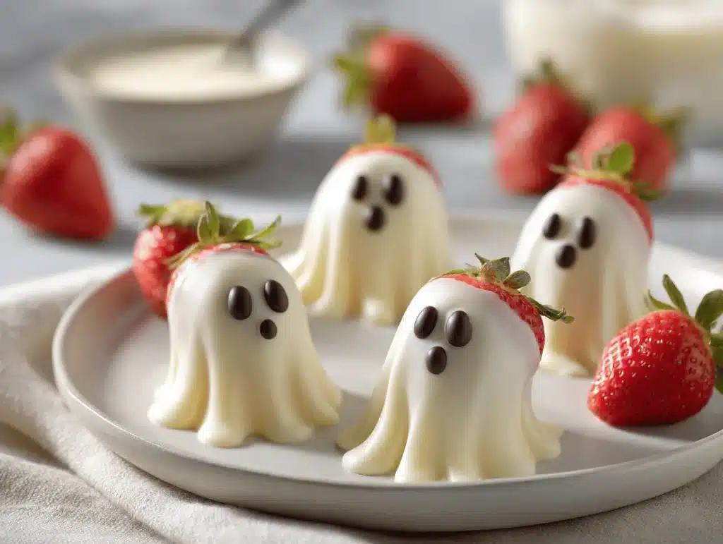 white chocolate strawberry ghosts - featured image