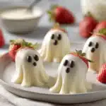 white chocolate strawberry ghosts - featured image